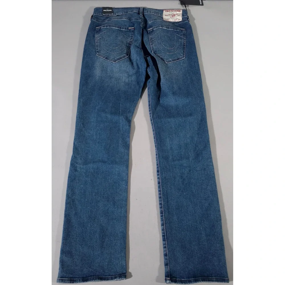 True Religion Ricky Jeans Mens 32 Blue Relaxed Straight Rip Repair Distressed